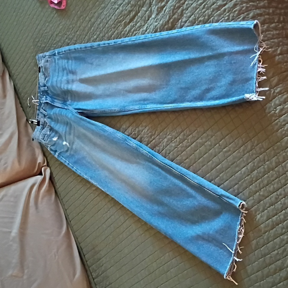 Ultra High Waist Wide Leg Blue Jeans 100% Cotton